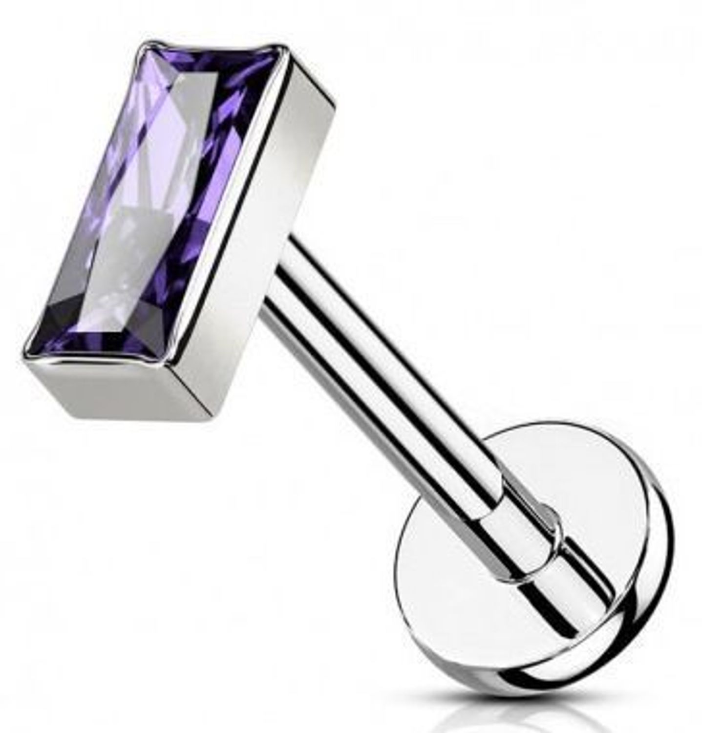 Tytanowy labret z prostokątnym fioletowym kryształkiem DIA-PW452 B1S-FIOLET – kolczyk do ucha.jpg